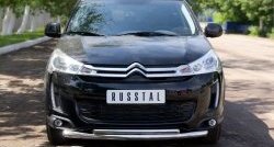 18 949 р. Защита переднего бампера (2 трубыØ63 и 42 мм, нержавейка) SLITKOFF  CITROEN C4 aircross (2012-2017)  с доставкой в г. Воронеж. Увеличить фотографию 1