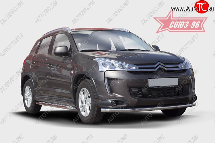 17 639 р. Защита переднего бампера одинарная Souz-96 Premium (d60) CITROEN C4 aircross (2012-2017)  с доставкой в г. Воронеж