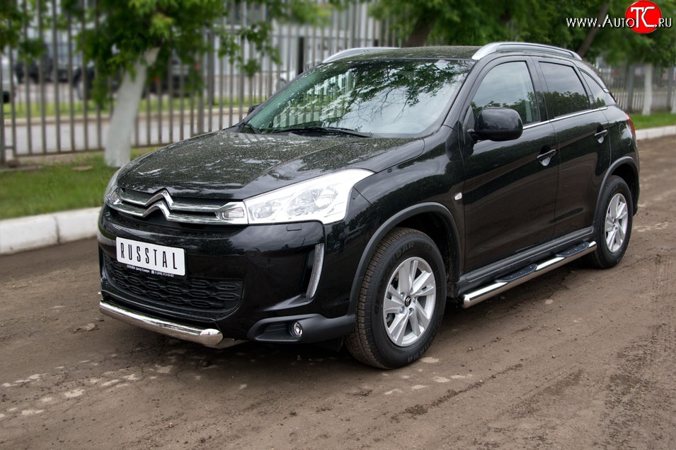 15 349 р. Одинарная защита переднего бампера диаметром 76 мм SLITKOFF CITROEN C4 aircross (2012-2017)  с доставкой в г. Воронеж