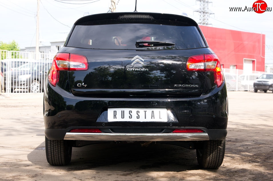 18 549 р. Защита заднего бампера (Ø75x42 мм, нержавейка) Russtal CITROEN C4 aircross (2012-2017)  с доставкой в г. Воронеж