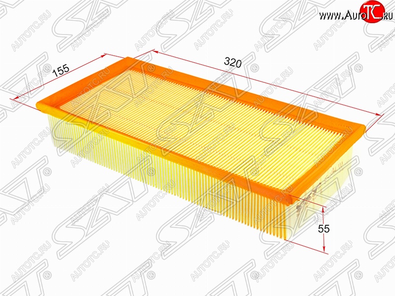 299 р. Фильтр воздушный двигателя SAT (320х155х55 mm)  CITROEN C5 ( X40,DC,  X40,DE) (2000-2004), Peugeot 406 ( 8B,  8E,F) (1995-2004)  с доставкой в г. Воронеж