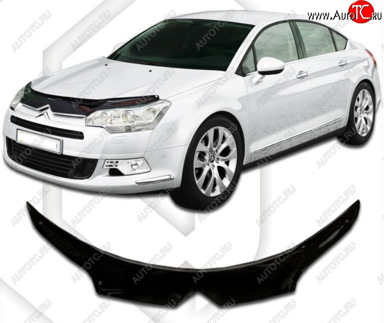 2 199 р. Дефлектор капота CA-Plastic exclusive  CITROEN C5 ( RD,  RW) (2008-2017) дорестайлинг, седан, доресталийнг, универсал (Classic черный, Без надписи)  с доставкой в г. Воронеж