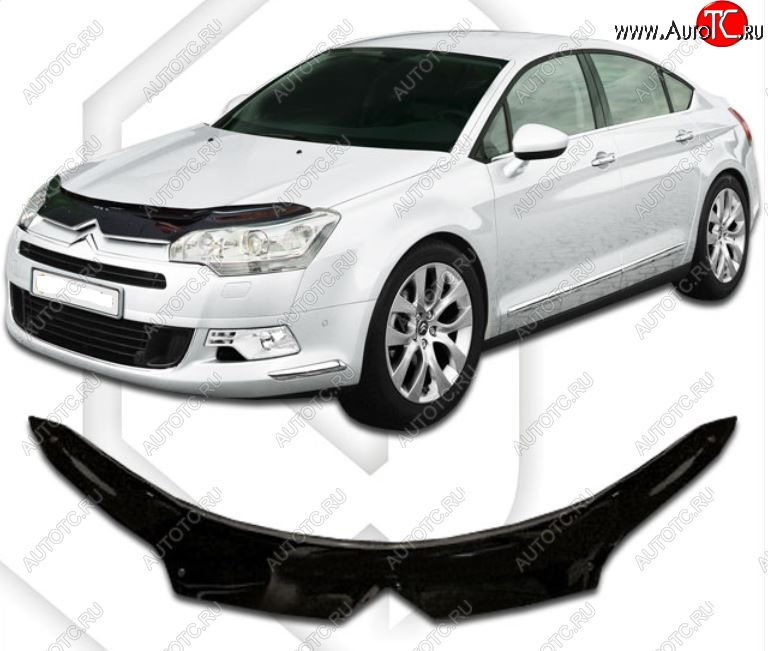 2 159 р. Дефлектор капота CA-Plastic  CITROEN C5 ( RD,  RW) (2008-2017) дорестайлинг, седан, доресталийнг, универсал (Classic черный, Без надписи)  с доставкой в г. Воронеж