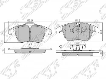 1 289 р. Комплект тормозных колодок SAT (передние)  CITROEN C5 ( RD,  RW) (2008-2017), Peugeot 508 ( седан,  универсал) (2010-2014)  с доставкой в г. Воронеж. Увеличить фотографию 1