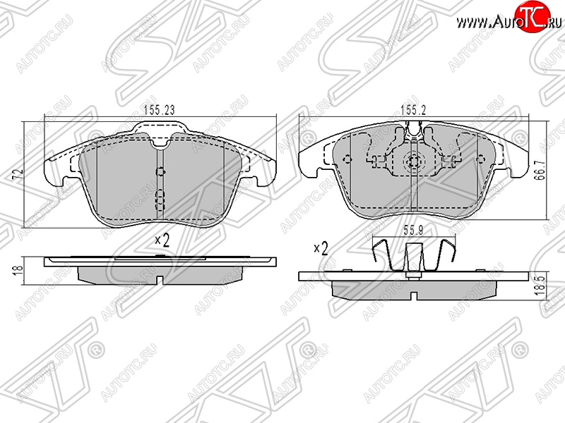 1 289 р. Комплект тормозных колодок SAT (передние)  CITROEN C5 ( RD,  RW) (2008-2017), Peugeot 508 ( седан,  универсал) (2010-2014)  с доставкой в г. Воронеж