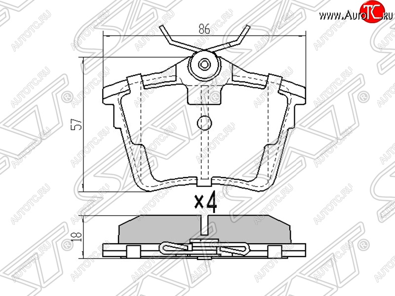 999 р. Колодки тормозные SAT (задние)  CITROEN C5 ( RD,  RW) (2008-2017), Peugeot 407 ( седан,  универсал) (2004-2011), Peugeot 607 (2000-2009)  с доставкой в г. Воронеж