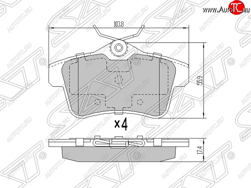 989 р. Колодки тормозные SAT (задние) Peugeot 508 универсал (2014-2018)  с доставкой в г. Воронеж