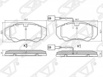 1 599 р. Колодки тормозные SAT (передние, 2.0-2.8HDI)  CITROEN Jumper ( 230,  244,  250) (1994-2014), Fiat Ducato ( 230,  244,  250) (1994-2014), Peugeot Boxer ( 230,  244,  250) (1994-2014)  с доставкой в г. Воронеж. Увеличить фотографию 1