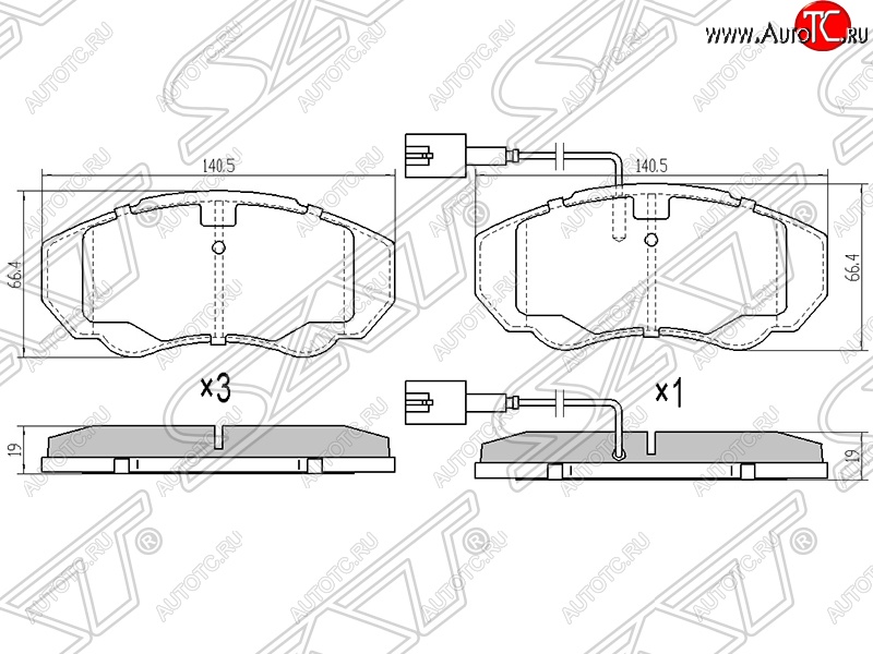 1 599 р. Колодки тормозные SAT (передние, 2.0-2.8HDI)  CITROEN Jumper ( 230,  244,  250) (1994-2014), Fiat Ducato ( 230,  244,  250) (1994-2014), Peugeot Boxer ( 230,  244,  250) (1994-2014)  с доставкой в г. Воронеж