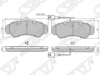 1 559 р. Колодки тормозные SAT (передние)  CITROEN Jumper ( 230,  244,  250) (1994-2014), Fiat Ducato ( 230,  244,  250) (1994-2014), Peugeot Boxer ( 230,  250,  290) (1994-2025)  с доставкой в г. Воронеж. Увеличить фотографию 1