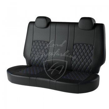 10 499 р. Чехлы для сидений Lord Autofashion Турин Ромб (экокожа)  Daewoo Matiz ( M100,  M150) (1998-2016) дорестайлинг, рестайлинг (Черный, вставка черная, строчка синяя)  с доставкой в г. Воронеж. Увеличить фотографию 2