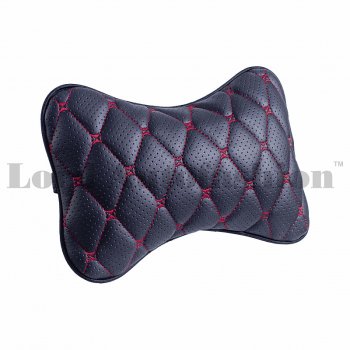 349 р. Подушка-косточка Lord Autofashion Байрон (экокожа, 1 шт.) Volkswagen Beetle A5 (5С1) хэтчбэк 3 дв. дорестайлинг (2011-2016) (Черный, строчка красная)  с доставкой в г. Воронеж. Увеличить фотографию 2