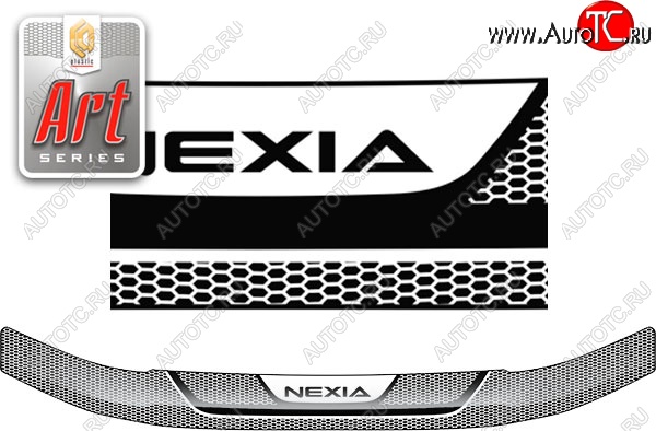 2 079 р. Дефлектор капота CA-Plastiс  Daewoo Nexia  рестайлинг (2008-2015) (Серия Art серебро)  с доставкой в г. Воронеж
