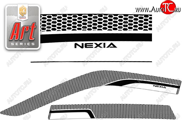 2 199 р. Дефлектора окон CA-Plastiс  Daewoo Nexia  рестайлинг (2008-2015) (Серия Art белая, Без хром.молдинга)  с доставкой в г. Воронеж