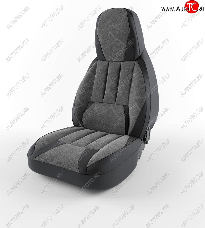 6 449 р. Чехлы для сидений Lord Autofashion Форсаж (экокожа)  Daewoo Nexia  рестайлинг (2008-2015) (Черный, вставка флок Серый флеш)  с доставкой в г. Воронеж