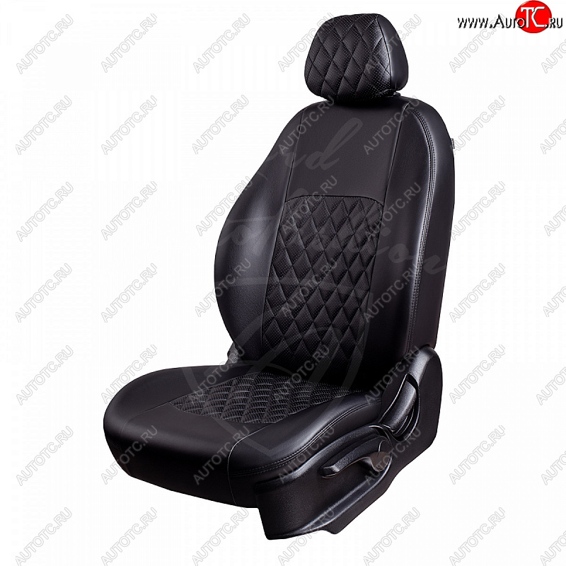 7 199 р. Чехлы для сидений Lord Autofashion Турин Ромб (экокожа)  Daewoo Nexia  рестайлинг (2008-2015) (Черный, вставка черная, строчка черная)  с доставкой в г. Воронеж