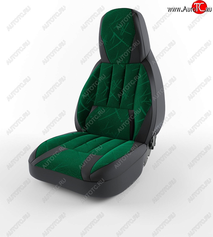 6 449 р. Чехлы для сидений Lord Autofashion Форсаж (экокожа)  Daewoo Nexia  дорестайлинг (1995-2008) (Черный, вставка флок Зеленый юнион)  с доставкой в г. Воронеж