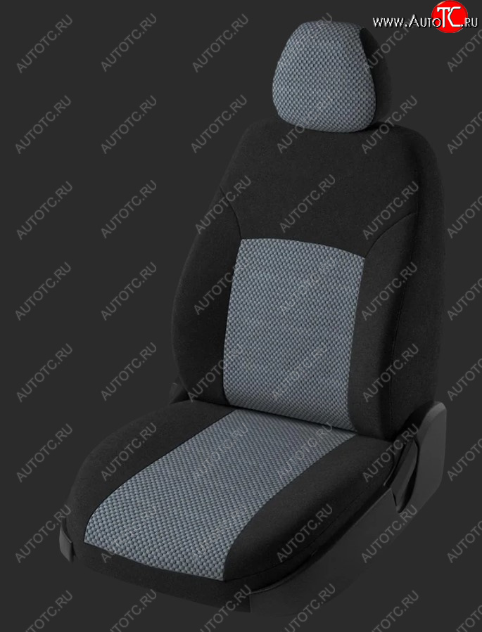 5 399 р. Чехлы для сидений Lord Autofashion Дублин (жаккард, сплошная спинка, 2 Г-образных подголовника)  Daewoo Nexia  рестайлинг (2008-2015) (Черный, вставка Стежок серый)  с доставкой в г. Воронеж