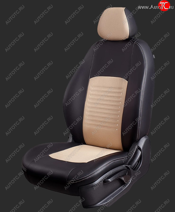 9 899 р. Чехлы для сидений Lord Autofashion Турин (экокожа, сплошная спинка)  Daewoo Nexia  дорестайлинг (1995-2008) (Черный, вставка бежевая)  с доставкой в г. Воронеж
