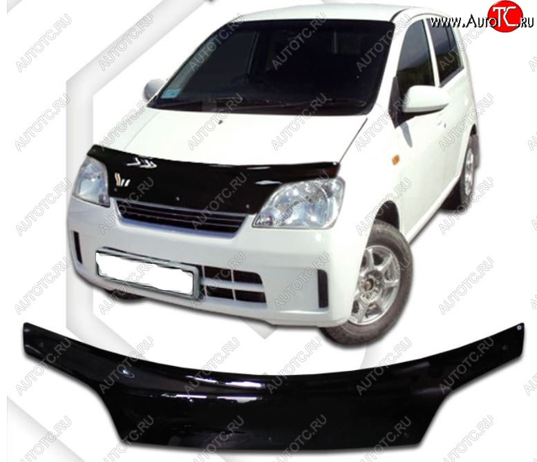 2 159 р. Дефлектор капота (кузов L250S, L250V, L260S) CA-Plastic  Daihatsu Mira (2003-2007) (Classic черный, Без надписи)  с доставкой в г. Воронеж