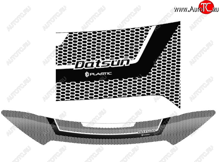 2 299 р. Дефлектор капота CA-Plastiс  Datsun on-DO (2014-2019) седан дорестайлинг (Серия Art черная)  с доставкой в г. Воронеж