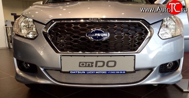 1 899 р. Сетка на бампер Russtal (хром) Datsun on-DO седан дорестайлинг (2014-2019)  с доставкой в г. Воронеж