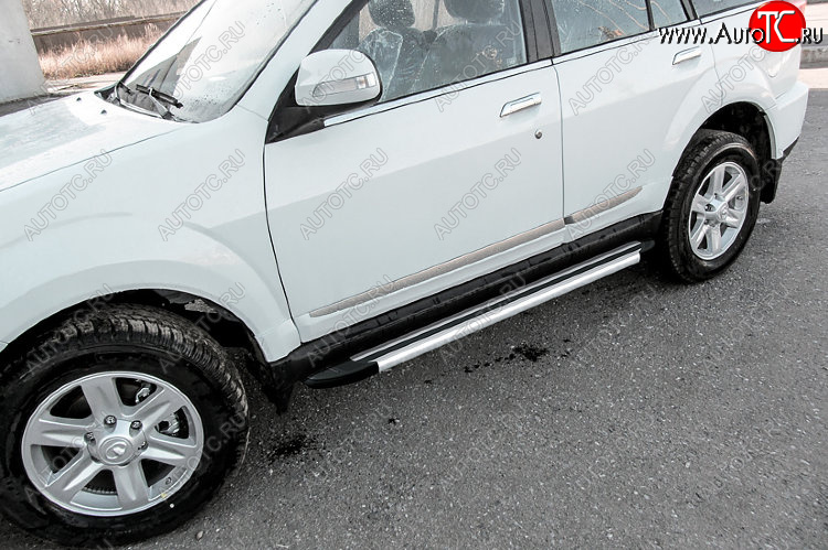 10 699 р. Пороги алюминиевые Slitkoff  Derways Hower Н3 (2017-2019) (Luxe Silver)  с доставкой в г. Воронеж