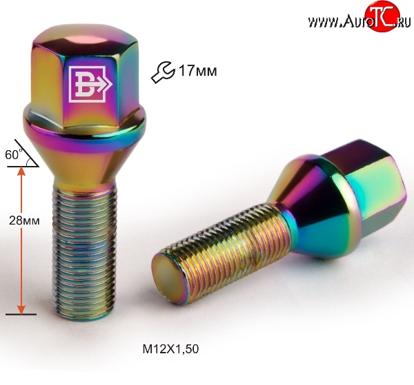 130 р. Колёсный болт длиной 28 мм Вектор M12 1.5 28 под гаечный ключ (пос.место: конус)    с доставкой в г. Воронеж