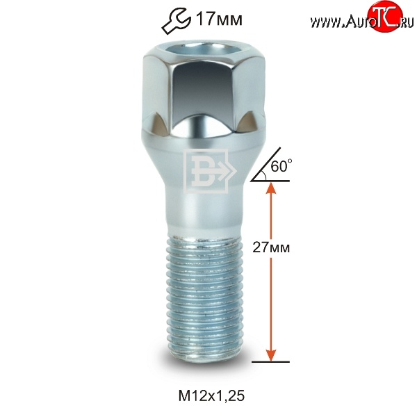 26 р. Колёсный болт длиной 27 мм Вектор M12 1.25 27 под гаечный ключ Great Wall Hover H5 (2010-2017)