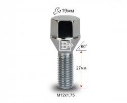 Колёсный болт длиной 27 мм Вектор M12 1.75 27 под гаечный ключ (пос.место: конус) Volvo 850 LW универсал дорестайлинг (1991-1993) 