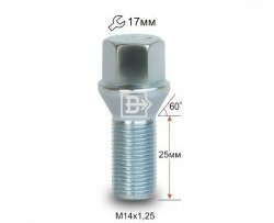 Колёсный болт длиной 25 мм Вектор M14 1.25 25 под гаечный ключ BMW 2 серия F45 Active Tourer дорестайлинг (2014-2018) 