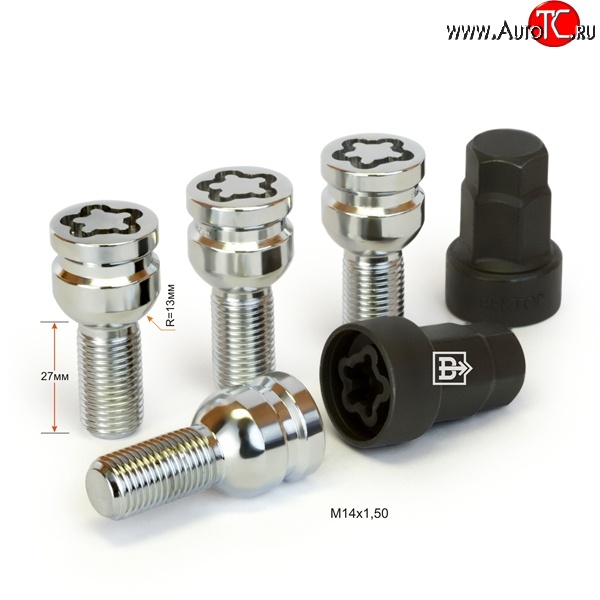 1 799 р. Колёсный болт длиной 27 мм Вектор M14 1.5 27 секретка (комплект) (пос. место: сфера)    с доставкой в г. Воронеж