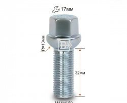 123 р. Колёсный болт длиной 32 мм Вектор M14 1.5 32 под гаечный ключ Mini Cooper (2006-2014). Увеличить фотографию 1