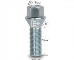 Колёсный болт длиной 35 мм Вектор M14 1.5 35 под гаечный ключ EXEED RX (2022-2025) 