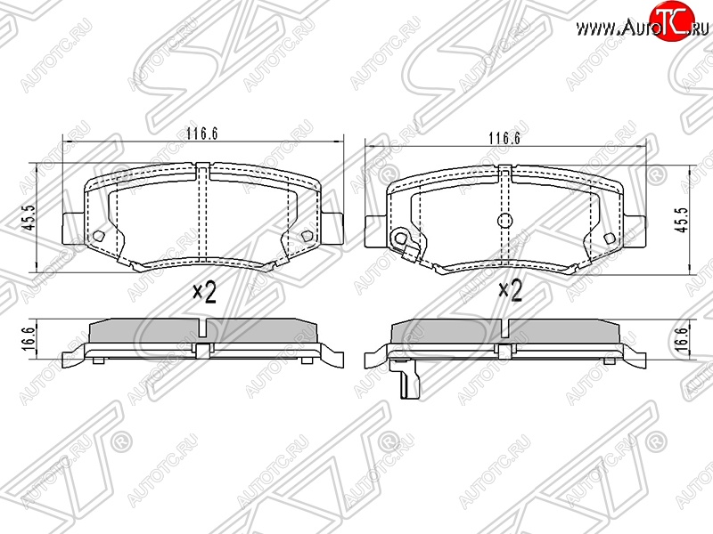 1 199 р. Колодки тормозные SAT (задние)  Dodge Nitro (2007-2011), Jeep Cherokee  KK (2007-2014), Jeep Wrangler  JK (2006-2010)  с доставкой в г. Воронеж