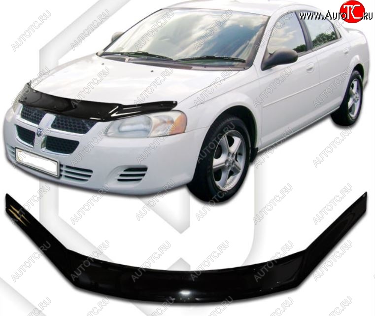 2 079 р. Дефлектор капота CA-Plastic  Dodge Stratus (2004-2006) (Classic черный, Без надписи)  с доставкой в г. Воронеж