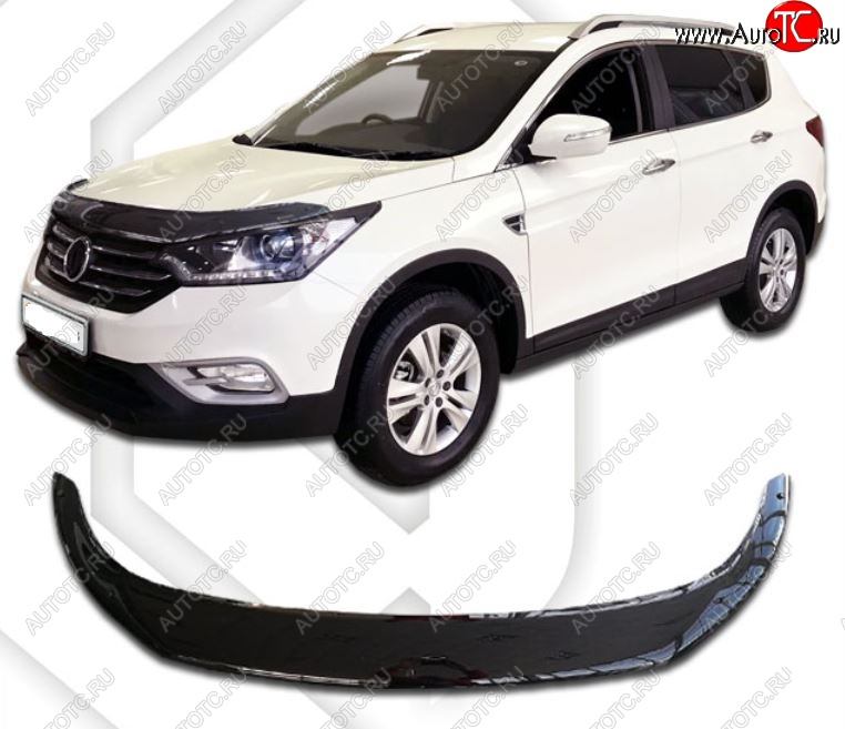 2 199 р. Дефлектор капота CA-Plastiс  Dong Feng AX7 (2014-2017) (Classic черный, Без надписи)  с доставкой в г. Воронеж