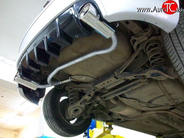 5 499 р. Разводка глушителя на две стороны (раздвоенный выхлоп) Sport  Ford Focus  2 (2004-2008) хэтчбэк 3 дв. дорестайлинг, хэтчбэк 5 дв. дорестайлинг (Без насадок)  с доставкой в г. Воронеж