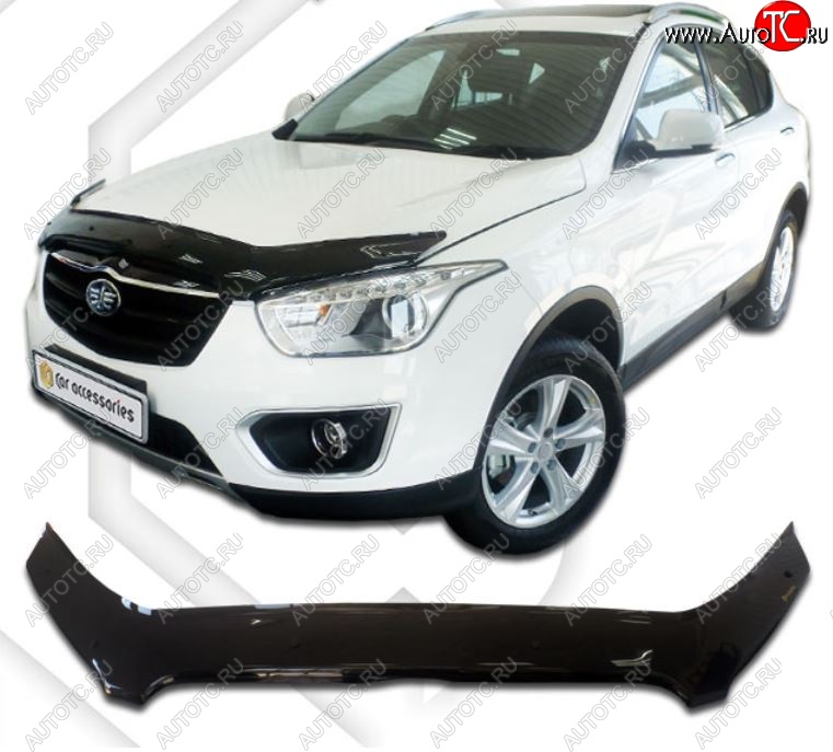 2 199 р. Дефлектор капота CA-Plastiс FAW Besturn X80 дорестайлинг (2014-2019) (Classic черный, Без надписи)  с доставкой в г. Воронеж