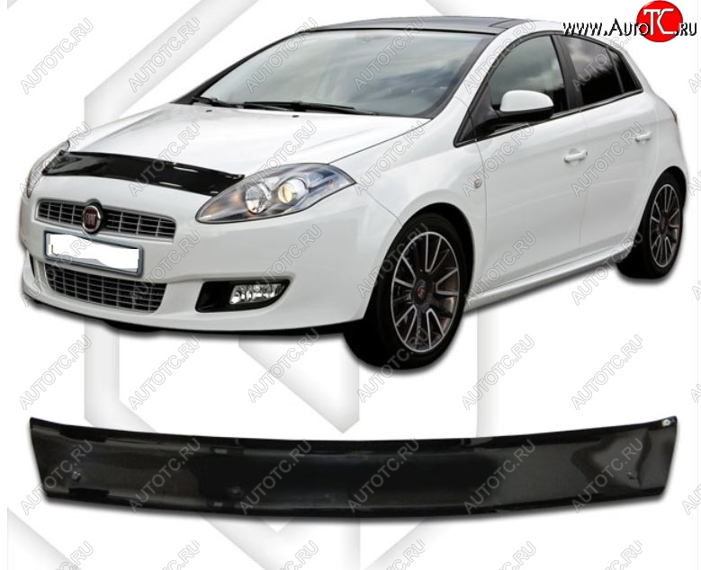 1 839 р. Дефлектор капота (левый руль) CA Plastic (черный)  Fiat Bravo  198 (2007-2015) хэтчбэк 3 дв. (Classic черный, Без надписи)  с доставкой в г. Воронеж