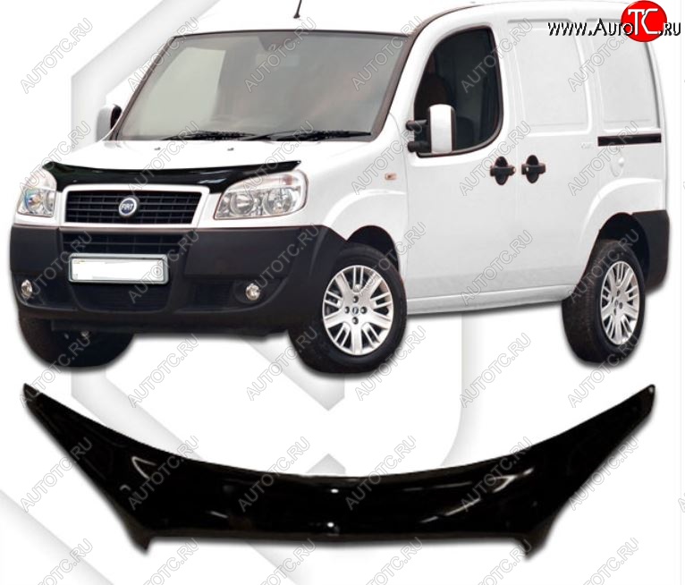 2 399 р. Дефлектор капота CA-Plastiс exclusive  Fiat Doblo  223 (2005-2016) рестайлинг (Classic черный, Без надписи)  с доставкой в г. Воронеж