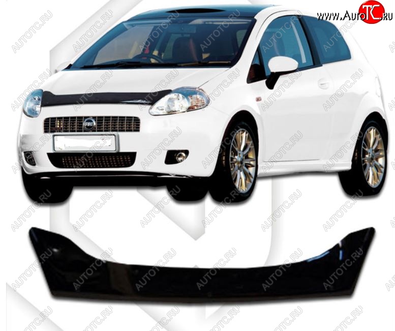 1 999 р. Дефлектор капота CA-Plastic  Fiat Grande Punto (2005-2012) (Classic черный, Без надписи)  с доставкой в г. Воронеж