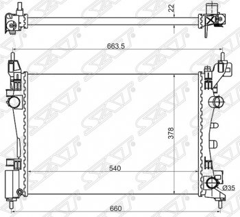 6 549 р. Радиатор двигателя SAT (пластинчатый, 1.0/1.2/1.4/1.6, МКПП/АКПП) Fiat Grande Punto (2005-2012)  с доставкой в г. Воронеж. Увеличить фотографию 1