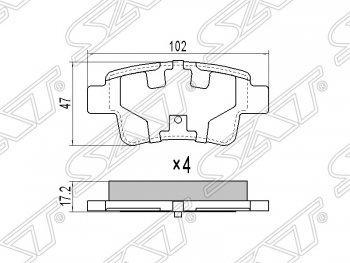 679 р. Колодки тормозные SAT (задние)  Fiat Grande Punto (2005-2025), Opel Corsa  D (2006-2014)  с доставкой в г. Воронеж. Увеличить фотографию 1