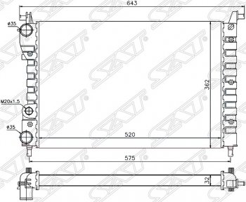 Радиатор двигателя SAT (пластинчатый, МКПП) Fiat Palio  178 - Siena