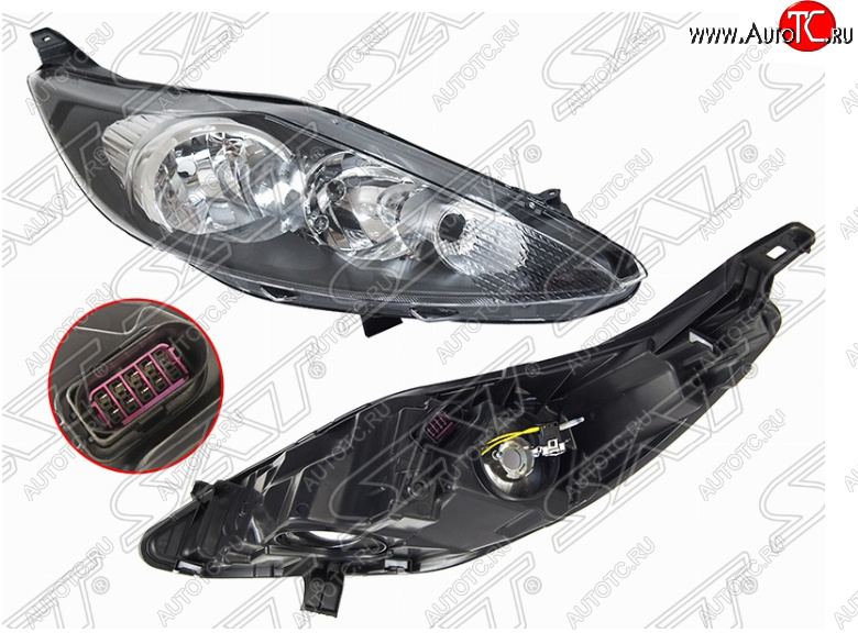 7 749 р. Правая фара (чёрная, с корректором) SAT Ford Fiesta 6 хэтчбэк 3 дв. дорестайлинг (2008-2013)  с доставкой в г. Воронеж