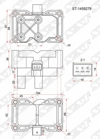 1 599 р. Катушка зажигания SAT (модуль, 1,4/1,6) Ford Fiesta 5 хэтчбэк 5 дв. дорестайлинг (2001-2005)  с доставкой в г. Воронеж. Увеличить фотографию 1