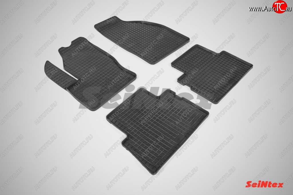 3 269 р. Износостойкие коврики в салон с рисунком Сетка SeiNtex Premium 4 шт. (резина) Ford C-max Mk1 рестайлинг (2007-2010)  с доставкой в г. Воронеж