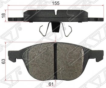 1 129 р. Колодки тормозные SAT (передние)  Ford C-max  Mk1 (2007-2010), Ford Focus ( 2,  3) (2007-2015), Ford Kuga  2 (2013-2016), Mazda 3/Axela  BK (2003-2009), Mazda 5 (2005-2010), Mazda Premacy (2005-2010), Volvo C30  хэтчбэк 3 дв. (2006-2009), Volvo S40  MS седан (2004-2012), Volvo V40  хэтчбэк (2012-2020), Volvo V50 (2004-2012)  с доставкой в г. Воронеж. Увеличить фотографию 1