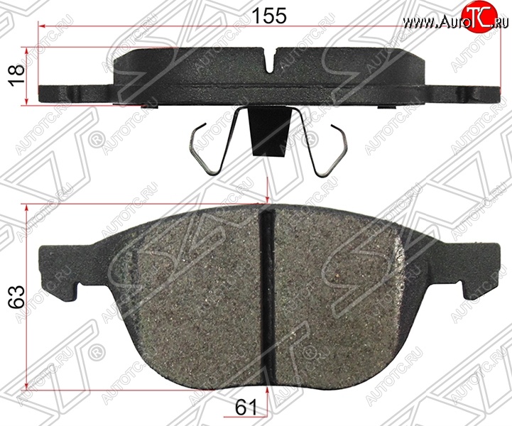 1 129 р. Колодки тормозные SAT (передние)  Ford C-max  Mk1 (2007-2010), Ford Focus ( 2,  3) (2007-2015), Ford Kuga  2 (2013-2016), Mazda 3/Axela  BK (2003-2009), Mazda 5 (2005-2010), Mazda Premacy (2005-2010), Volvo C30  хэтчбэк 3 дв. (2006-2009), Volvo S40  MS седан (2004-2012), Volvo V40  хэтчбэк (2012-2020), Volvo V50 (2004-2012)  с доставкой в г. Воронеж